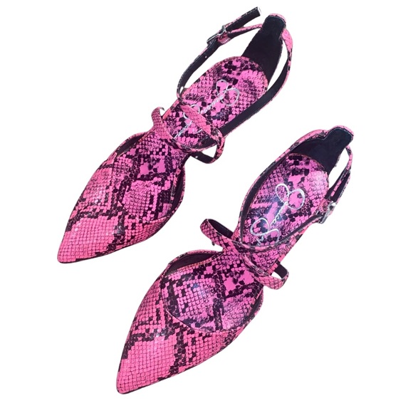Jessica Simpson Ambrie Neon Pink Python Snake Print Sexy Heels - Picture 4 of 15